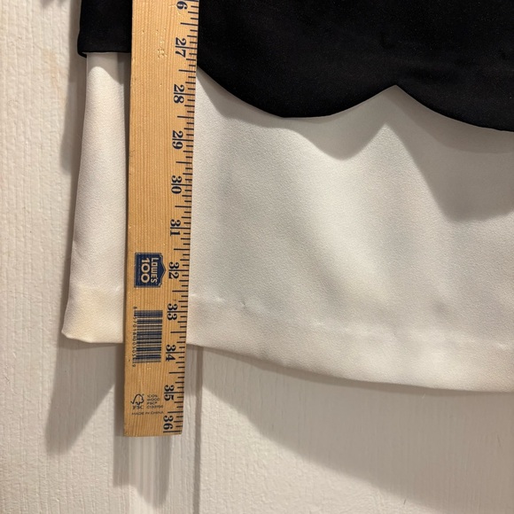 CeCe | Jada Scalloped Overlay Collared Shift Dress | Black White | size 8 - Picture 10 of 16